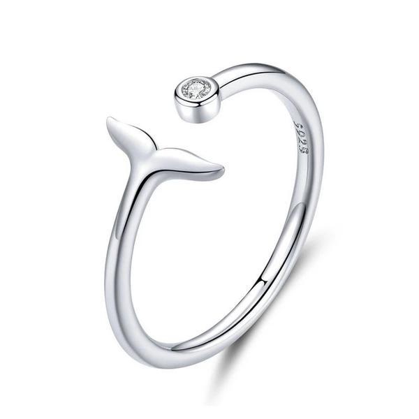 Inel reglabil din argint 925 fish tail mermaid