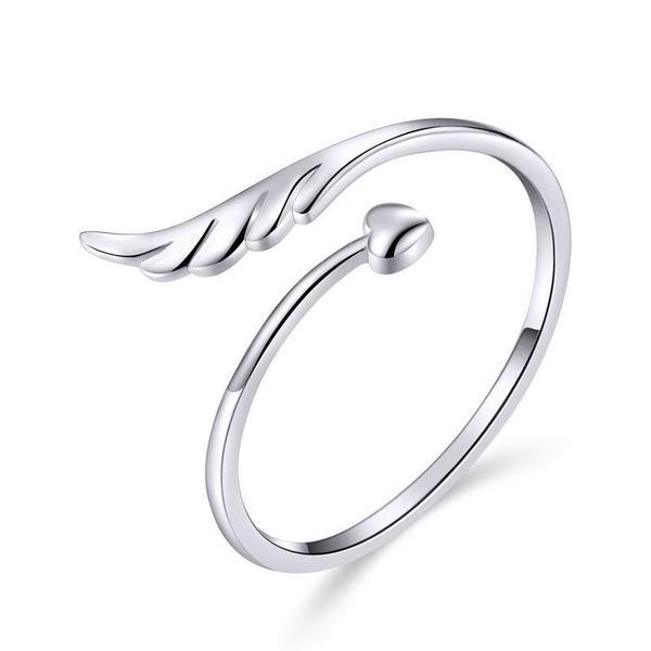 Inel reglabil din argint 925 angle wings heart