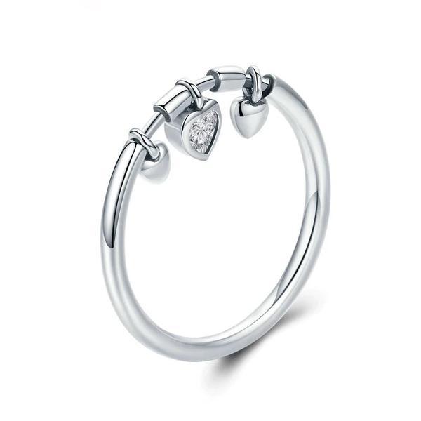 Inel fix din argint 925 glittering heart clear cz