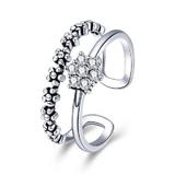 Inel reglabil din argint 925 Elegant Daisy Flower