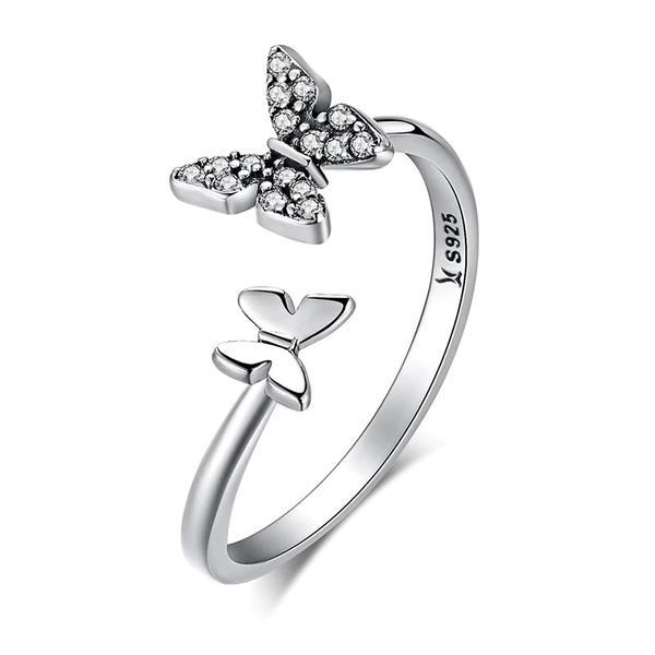 Inel reglabil din argint 925 dazzling cz butterfly