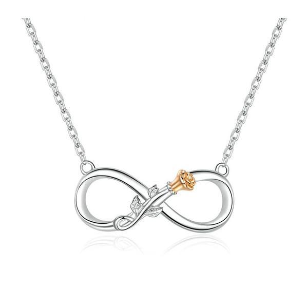 Colier cu lantisor din argint 925 rose flower infinity love