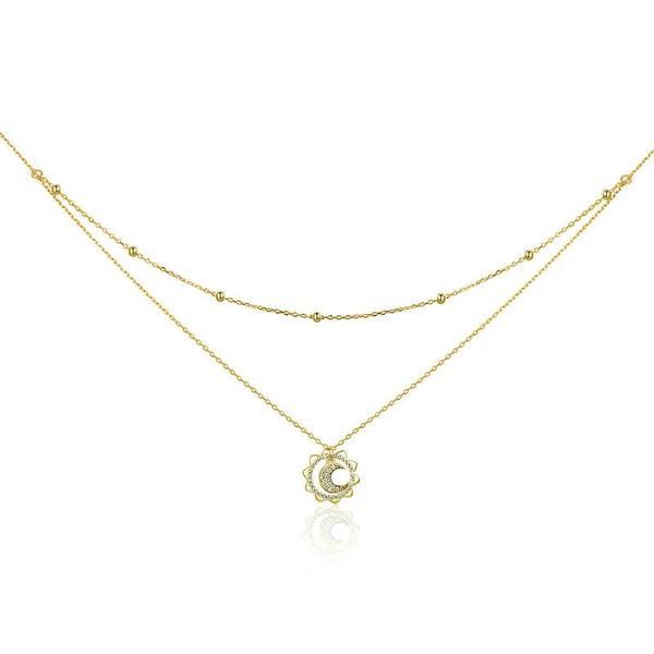 Colier cu lantisor din argint 925 sun moon shape double layers choker