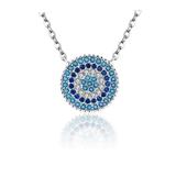 Colier cu lantisor din argint 925 Round Blue Crystal Lucky Blue Eyes