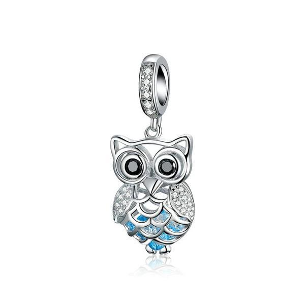 Talisman din argint 925 crystal owl cubic