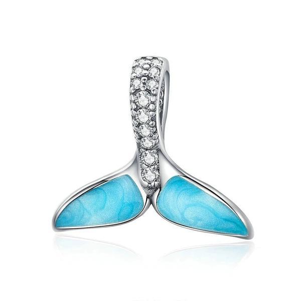 Talisman din argint 925 mermaid's tail blue enamel