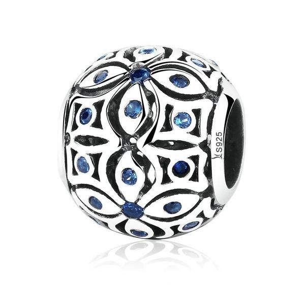 Talisman din argint 925 blue globe crystals
