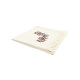 Traversa de masa Denizli, brodata, bumbac, flori de culoare mov, 55 x 120 cm