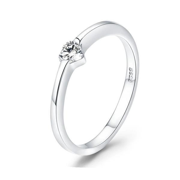 Inel fix din argint 925 Luminous Finger Ring Simple Heart