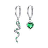 Cercei din argint 925 Green Snake Love