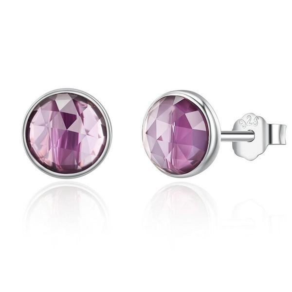 Cercei din argint 925 violet birthstone droplets