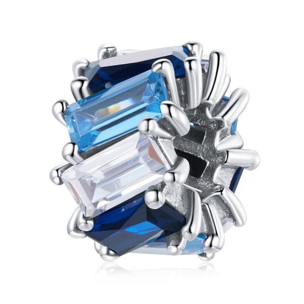 Talisman din argint 925 blue square bead