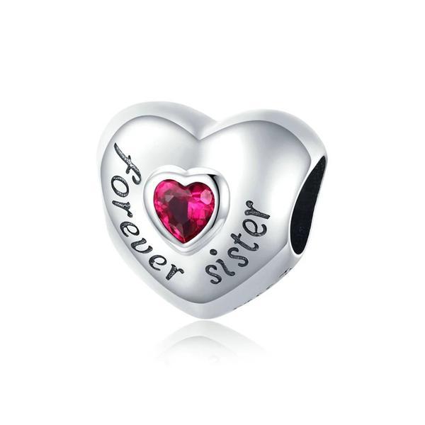 Talisman din argint 925 forever love sister red zircon