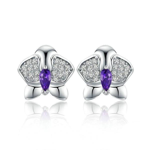 Cercei din argint 925 orchid flower clear