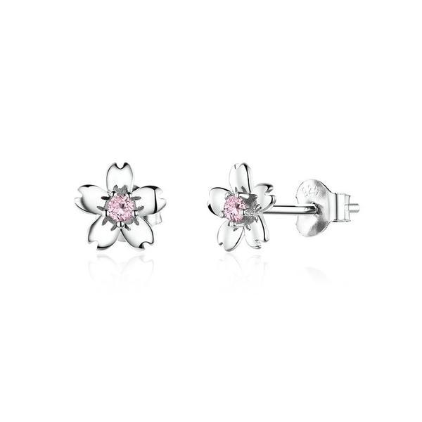 Cercei din argint 925 pink cherry flower