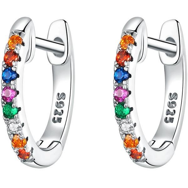 Cercei din argint 925 sparkling multicolor zircon hoop round