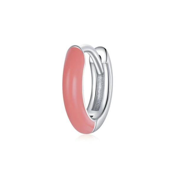 Cercel din argint 925 pink two color hoop