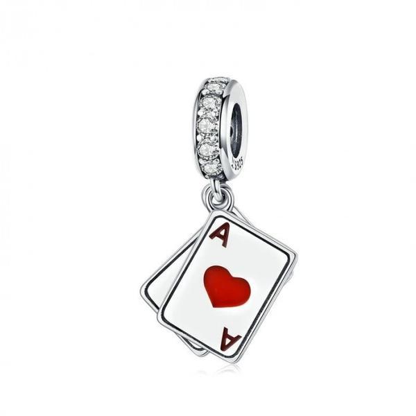 Talisman din argint 925 poker ace double