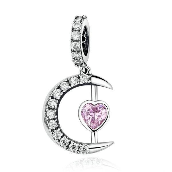 Talisman din argint 925 pink moon heart