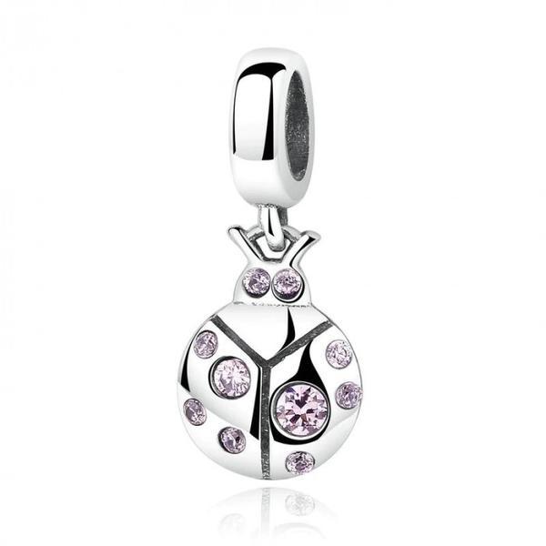 Talisman din argint 925 ladybug pink