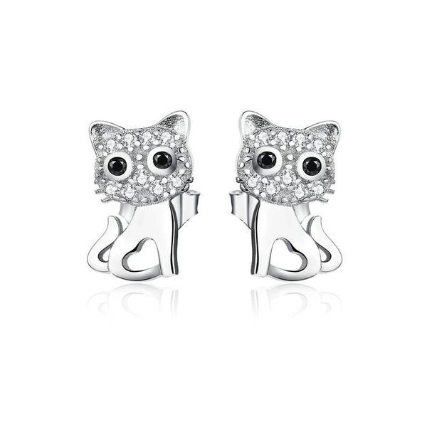 Cercei din argint 925 clear cz cat lover