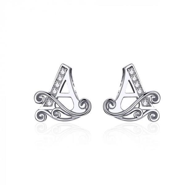 Cercei din argint 925 customized letter a with zircon stone