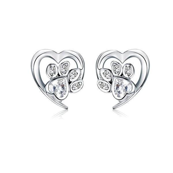 Cercei din argint 925 white crystal paw