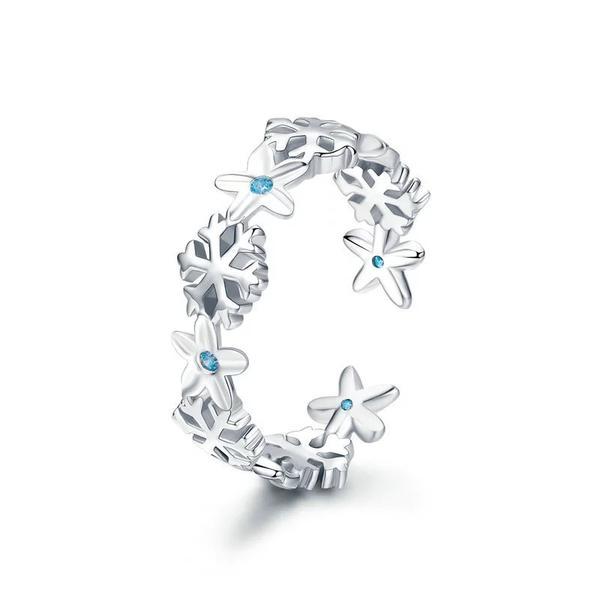 Inel reglabil din argint 925 winter snowflake