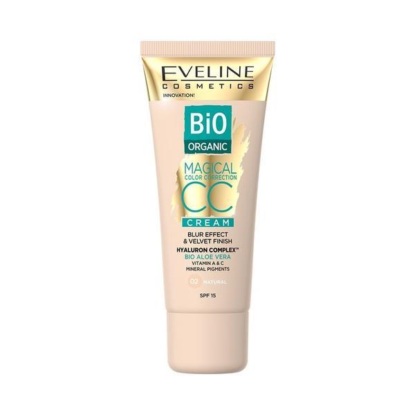 Cc cream, eveline cosmetics, bio organic magical color corection, nuanta 02 natural, 30 ml