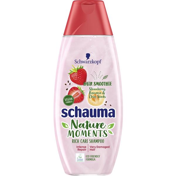 Sampon Reparator cu Capsuni, Banane si Chia - Schwarzkopf Schauma Nature Moments Rich Care Shampoo with Strawberry, Banana & Chia Seeds, 400 ml