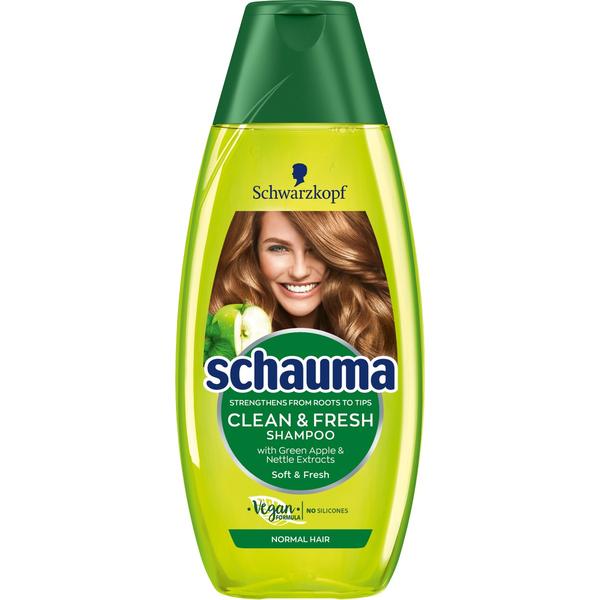 Sampon cu Mar Verde si Urzica pentru Par Normal – Schwarzkopf Schauma Clean & Fresh Shampoo with Green Apple & Nettle Extract for Normal Hair, 400 ml esteto.ro