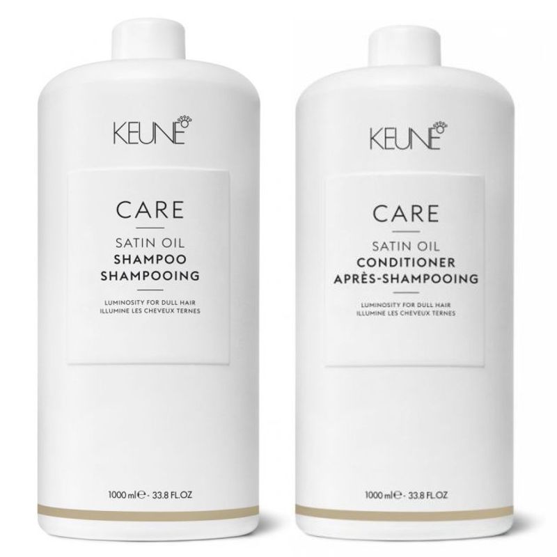 Pachet pentru Stralucire - Keune Care Satin Oil: Sampon 1000 ml si Balsam 1000 ml
