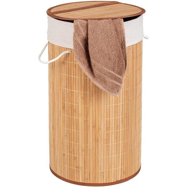 Cos rufe murdare rotund din bambus wenko, natur, 55 l