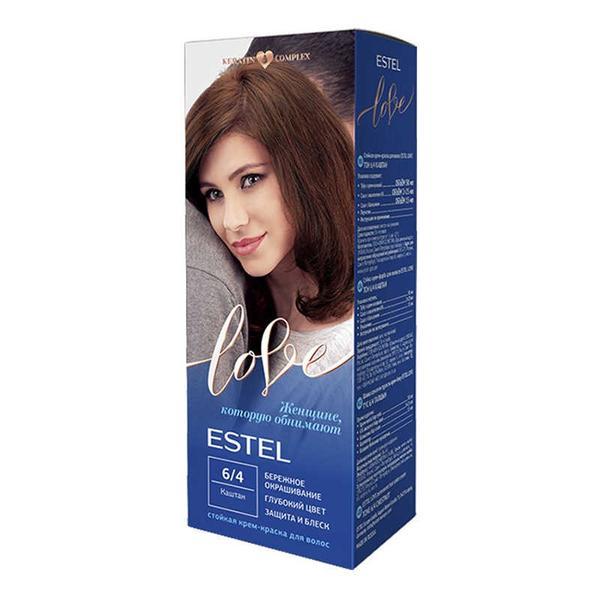 Vopsea-crema permanenta pentru par estel love, 6/4 castan