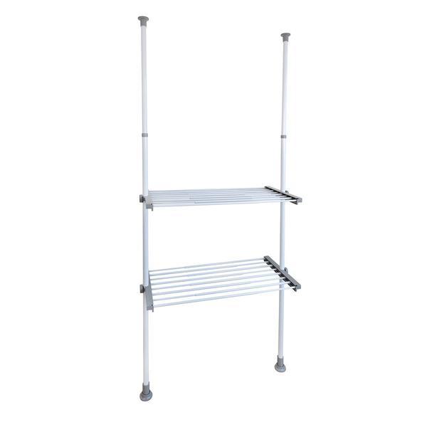 Suport telescopic cu doua rafturi, herkules twin, alb/gri