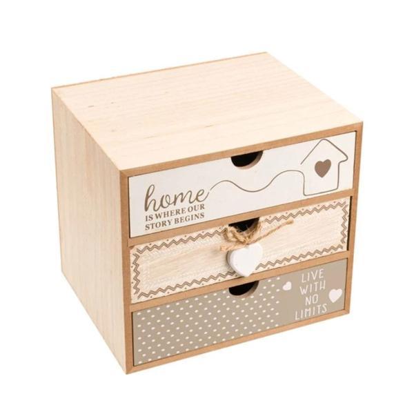 Cutie decorativa cu 3 sertare pentru noptiera sau birou din lemn oem