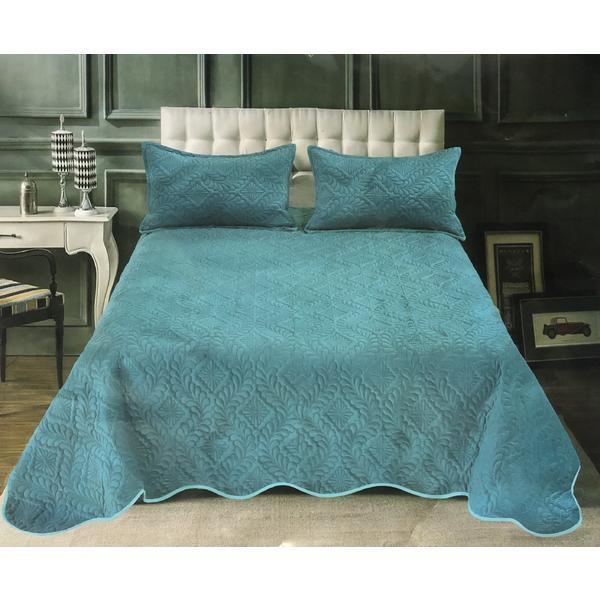 Set cuvertura catifea casa pucioasa pat pentru 2 persoane, 3 piese, 1 cuvertura si 2 fete perna, 220 x 240 cm m3