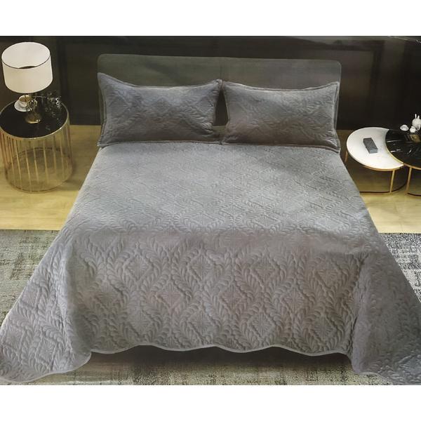 Set cuvertura catifea casa pucioasa pat pentru 2 persoane, 3 piese, 1 cuvertura si 2 fete perna, 220 x 240 cm m7