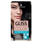 Vopsea de Par Permanenta cu Acid Hialuronic - Schwarzkopf Gliss Color Care & Moisture with Hyaluronic Acid, nuanta 1-0 Deep Black