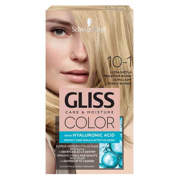 Vopsea de Par Permanenta cu Acid Hialuronic - Schwarzkopf Gliss Color Care & Moisture with Hyaluronic Acid, nuanta 10-1 Ultra Light Pearly Blonde