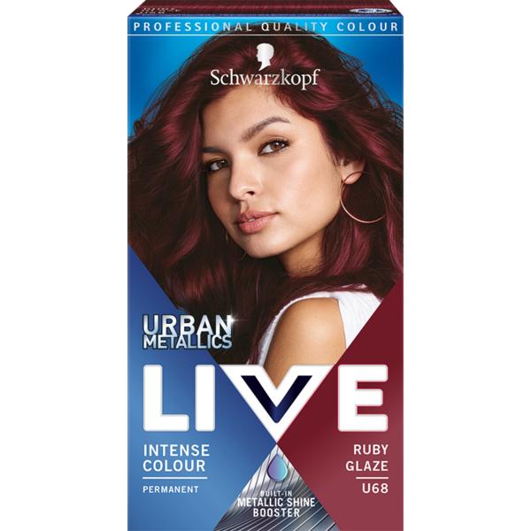 Vopsea de Par Permanenta - Schwarzkopf Live Urban Metallics Intense Colour Permanent Built-in Metallic Shine Booster, nuanta U68 Ruby Glaze