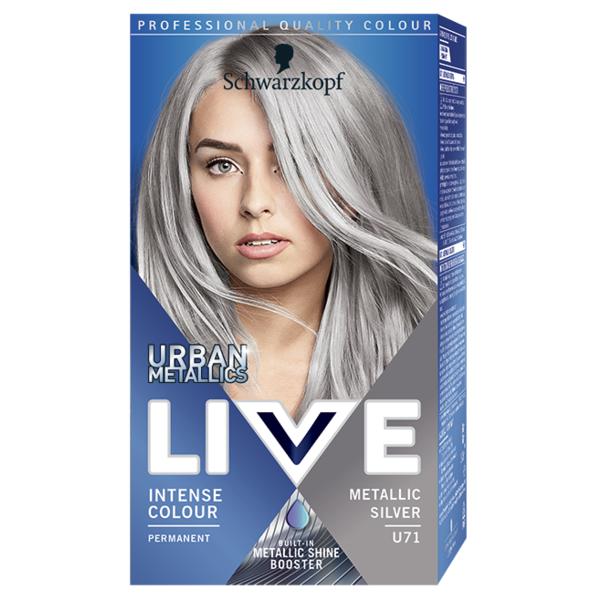 Vopsea de Par Permanenta - Schwarzkopf Live Urban Metallics Intense Color Permanent Built-in Metallic Shine Booster, nuanta U71 Metallic Silver