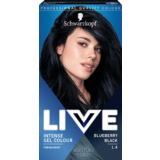 Vopsea de Par Gel Permanenta - Schwarzkopf Live Intense Gel Color Permanent, nuanta 1.4 Blueberry Black