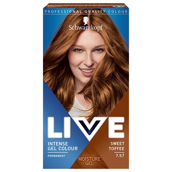 Vopsea de par gel permanenta - schwarzkopf live intense gel color permanent, nuanta 7.57 sweet toffee