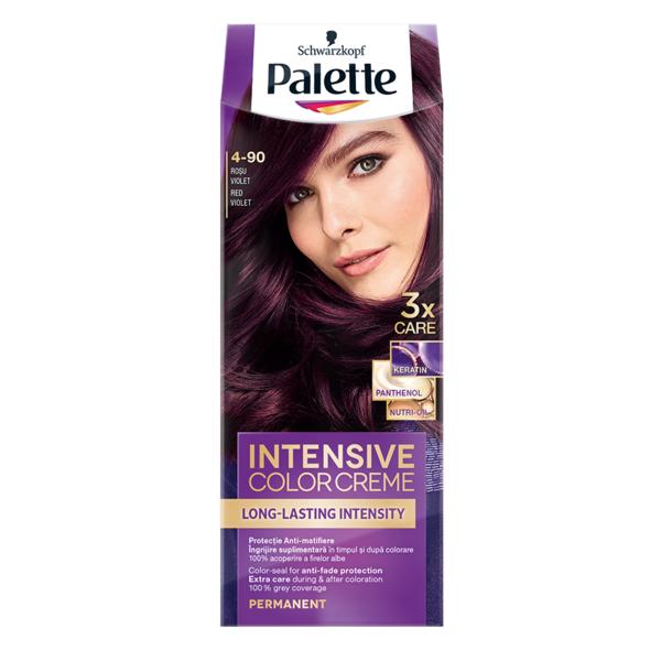 Vopsea de par permanenta - schwarzkopf palette intensive color creme long-lasting intensity permanent, nuanta 4-90 (wn3) rosu violet