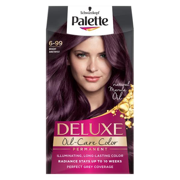 Vopsea de par permanenta - schwarzkopf palette deluxe oil-care color permanent, nuanta 6-99 bright amethyst