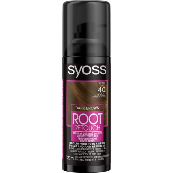 Spray pentru Vopsirea Temporara a Radacinilor – Schwarzkopf Syoss Dark Brown Root Retouch Cover Spray, saten inchis, 120 ml esteto.ro