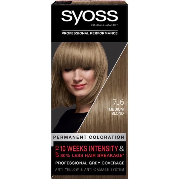 Vopsea de Par Permanenta – Syoss Professional Performance Permanent Coloration Baseline, nuanta 7_6 Medium Blond esteto.ro