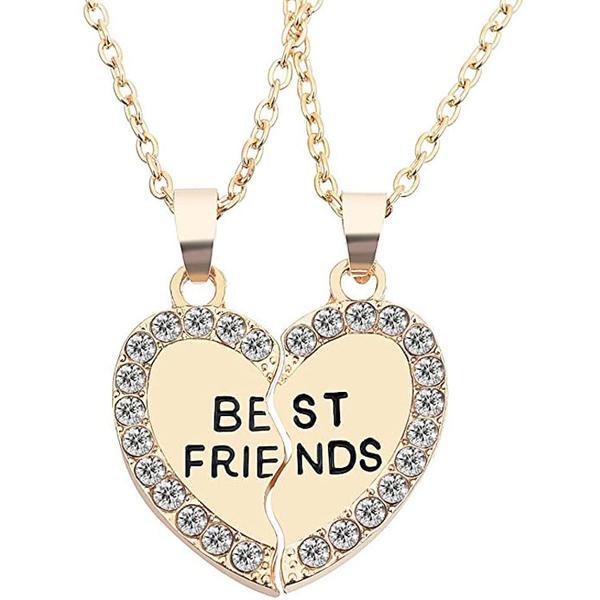 Set 2 lantisoare best friends de culoare aurie cu pietre