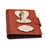 Guestbook din lemn personalizat, Caiet de amintiri, rosu, A5, pentru nunta, Piksel, pix si lipici inclus